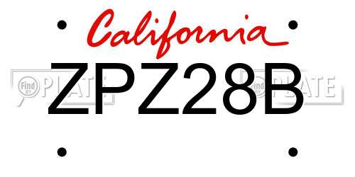 ZPZ28B California License Plate