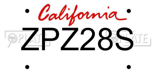 ZPZ28S California License Plate