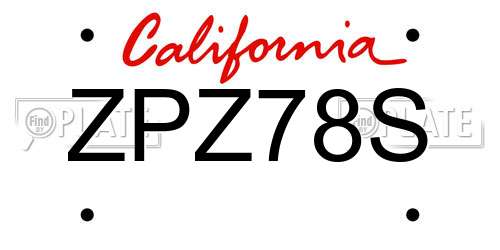 ZPZ78S California License Plate