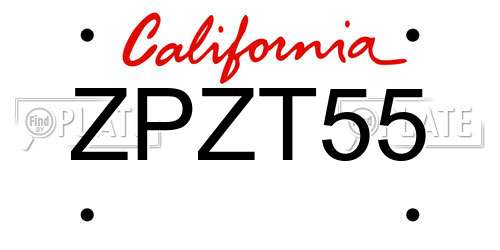 ZPZT55 California License Plate