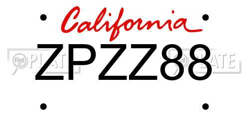 ZPZZ88 California License Plate