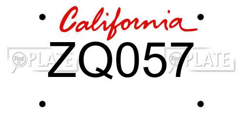 ZQ057 California License Plate