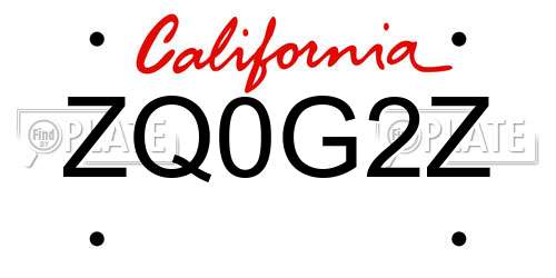 ZQ0G2Z California License Plate