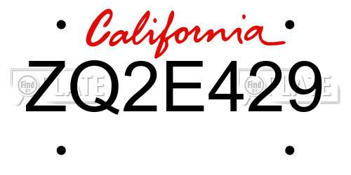 ZQ2E429 California License Plate