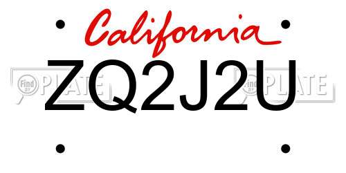 ZQ2J2U California License Plate