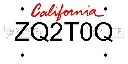 ZQ2T0Q California License Plate