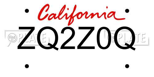 ZQ2Z0Q California License Plate