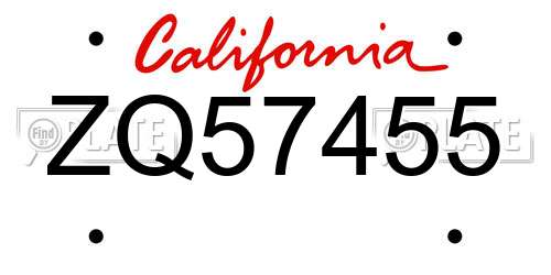 ZQ57455 California License Plate