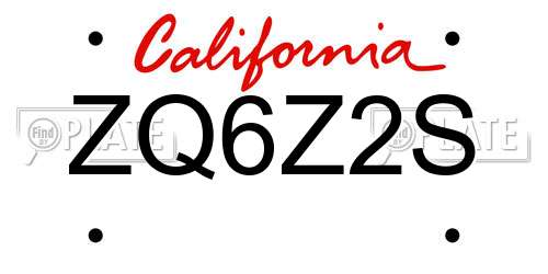 ZQ6Z2S California License Plate
