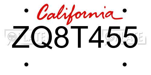 ZQ8T455 California License Plate