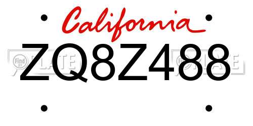 ZQ8Z488 California License Plate