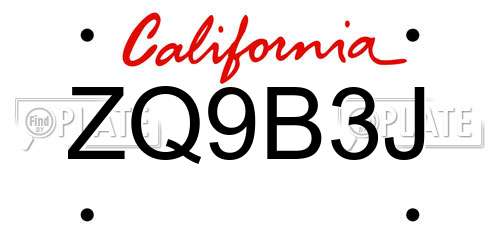 ZQ9B3J California License Plate