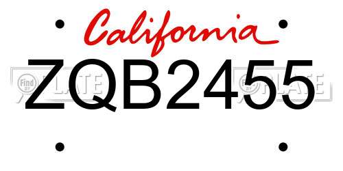 ZQB2455 California License Plate