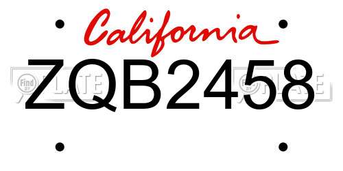 ZQB2458 California License Plate