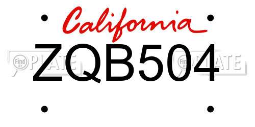 ZQB504 California License Plate