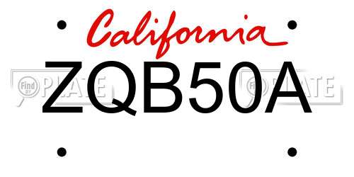 ZQB50A California License Plate