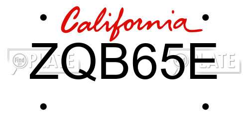 ZQB65E California License Plate
