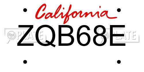 ZQB68E California License Plate