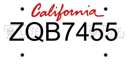 ZQB7455 California License Plate