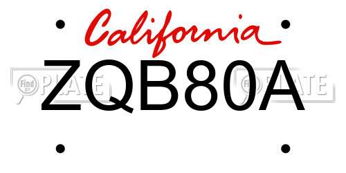 ZQB80A California License Plate