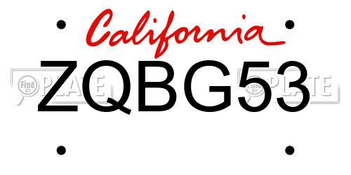ZQBG53 California License Plate