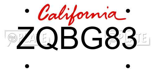 ZQBG83 California License Plate