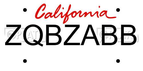ZQBZABB California License Plate