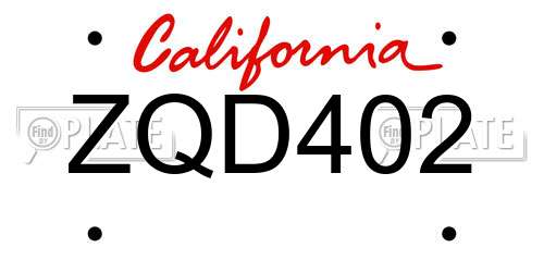 ZQD402 California License Plate