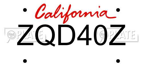 ZQD40Z California License Plate