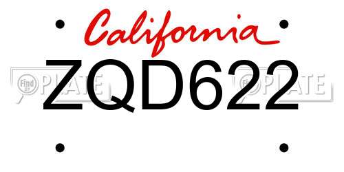 ZQD622 California License Plate