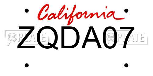 ZQDA07 California License Plate
