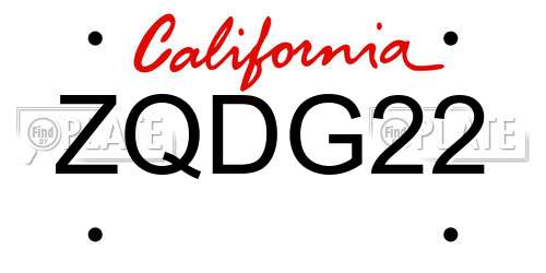 ZQDG22 California License Plate