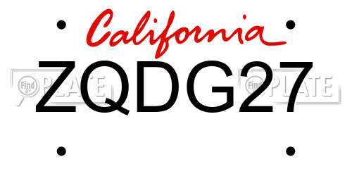 ZQDG27 California License Plate