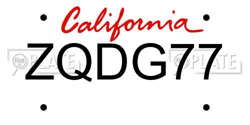 ZQDG77 California License Plate