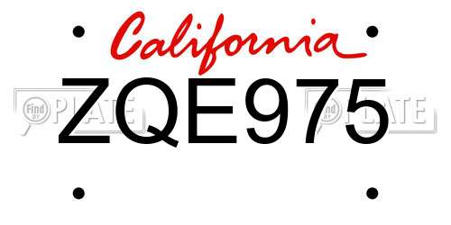 ZQE975 California License Plate