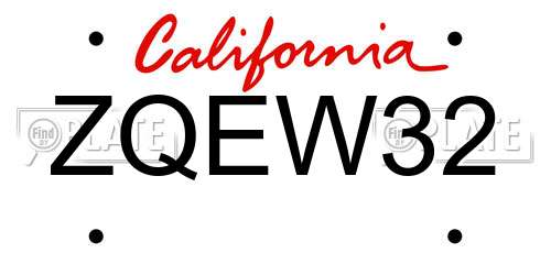 ZQEW32 California License Plate