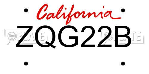 ZQG22B California License Plate