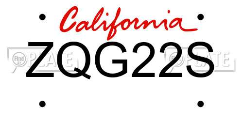 ZQG22S California License Plate