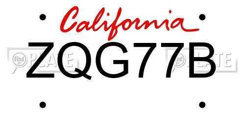 ZQG77B California License Plate