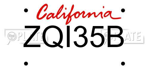 ZQI35B California License Plate