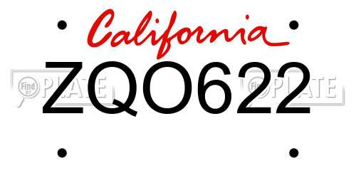 ZQO622 California License Plate