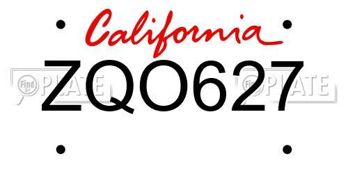 ZQO627 California License Plate