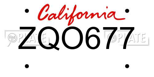 ZQO677 California License Plate