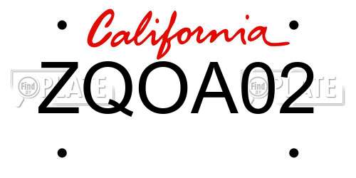 ZQOA02 California License Plate