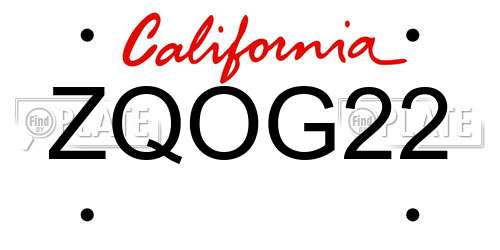 ZQOG22 California License Plate