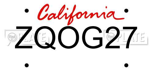 ZQOG27 California License Plate