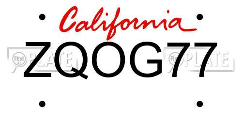 ZQOG77 California License Plate