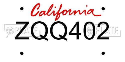 ZQQ402 California License Plate
