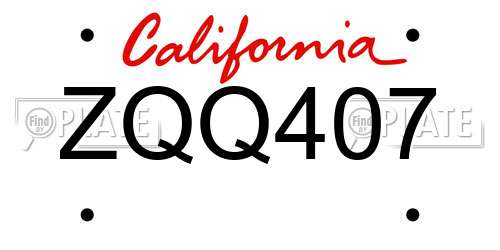 ZQQ407 California License Plate