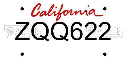 ZQQ622 California License Plate